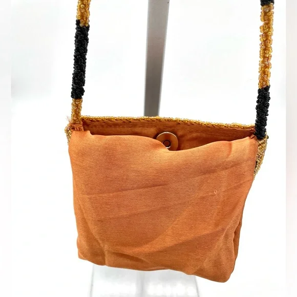 Vintage Tiger Striped Glass Beaded Crossbody Purse Dance Club Party Cocktail Bag - Picture 9 of 15